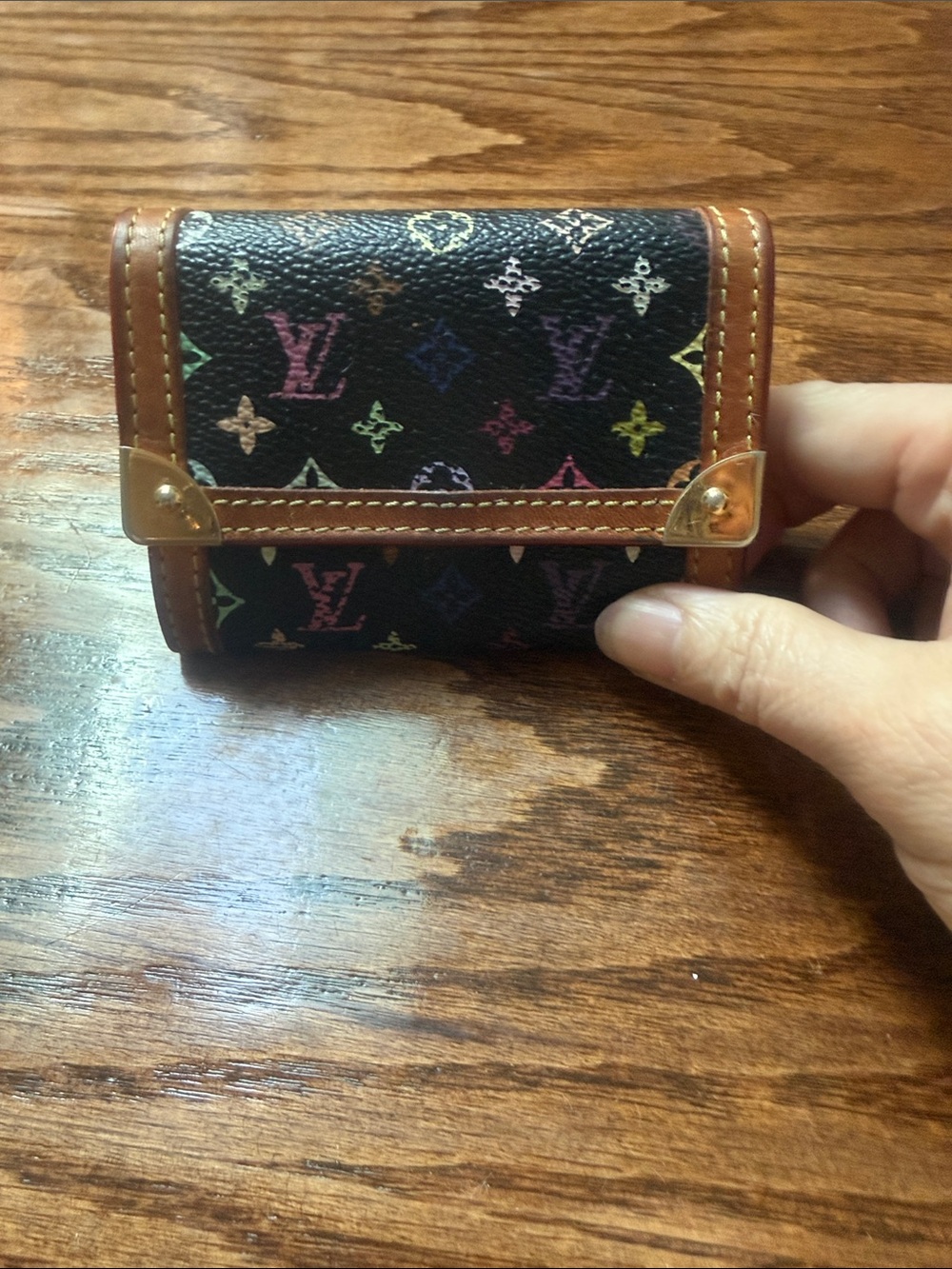 Louis Vuitton Black Multicolor Monogram Trifold Wallet with Tan Trim - Picture 14 of 14
